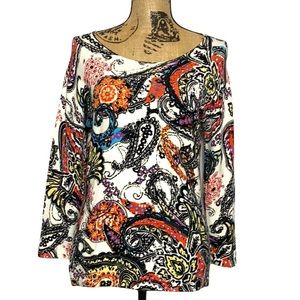 PIERRI New York Floral Beaded Scoop Neck Top M